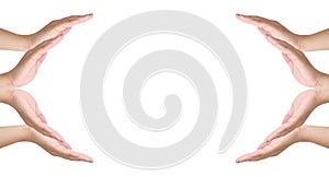 Conceptual symbol of eight human hands
