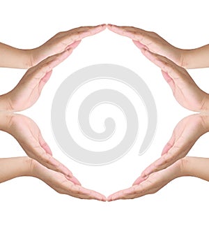 Conceptual symbol hands making a circle.