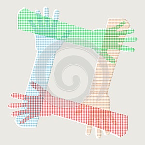 Conceptual symbol of multiracial human hands