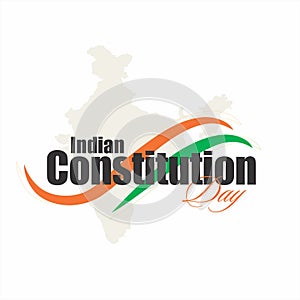 Conceptual Template Design for Indian Constitution Day. Silhouette of Indian Map. National Tricolor Ribbon Illustration.