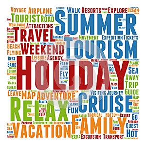 Conceptual tourism or travel word cloud