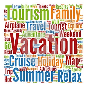 Conceptual tourism or travel word cloud