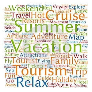 Conceptual tourism or travel word cloud