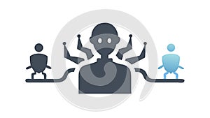 Human-Robot Interaction AI Integration Workforce, vector design Generative AI