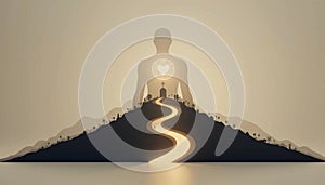 Symbolic Inner Journey: Winding Path Within a Human Silhouette