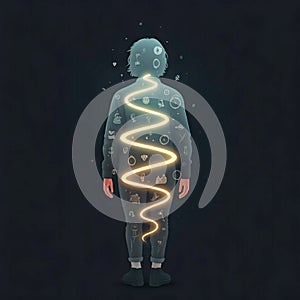 Symbolic Inner Journey: Winding Path Within a Human Silhouette