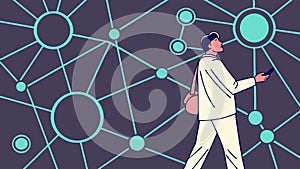 Person in Digital Network, Data Exploration, Connectivity Journey, vector design Generative AI