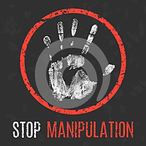 Vector illustration. Social problems. Stop manipulation. photo