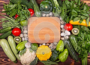 Conceptual vegan food, healthy eating. Fresh vegetables ingredients.