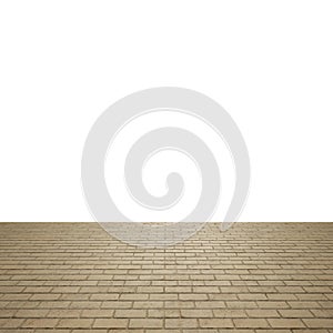 Conceptual vintage beige background of bare brick texture floor and a white wall as a retro pattern layout.