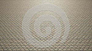 Conceptual vintage or grungy beige background of round brick texture floor as a retro pattern layout.