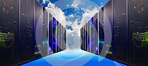 Conceptual vision of Datacenter on the cloud Computing photo