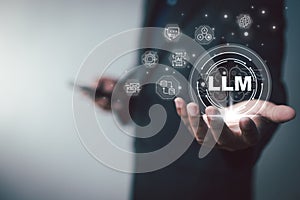 Conceptual visualization of a large language model interface, symbolizing artificial intelligence, machine learning, and