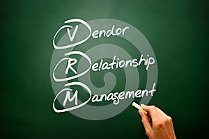 Conceptual VRM acronym Vendor relationship management on blackboard..