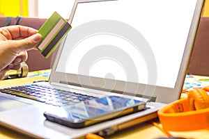 Conceptual workspace. Laptop with the screen in white