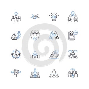 Concern line icons collection. Anxiety, Apprehension, Distress, Fear, Unease, Worry, Alarm vector and linear photo