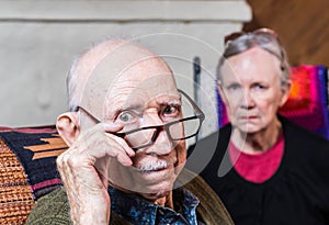 Concerned Elderly Couple