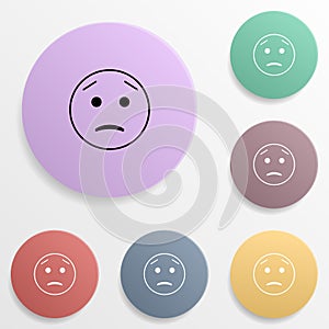 Concerned about emoji badge color set icon. Simple glyph, flat vector of emoji icons for ui and ux, website or mobile application