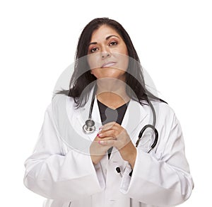 Concerned Female Hispanic Doctor or Nurse