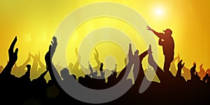 Concert Crowd Party Music Band Festival Abstract Light yellow on Background