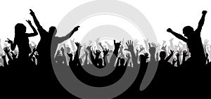 Concert disco, dancing crowd silhouette