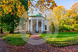 Concert Hall Pavilion in autumn in Catherine park, Pushkin Tsarskoe Selo, Saint Petersburg, Russia