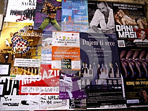 Concert posters in Dubrovnic in Croatia Europe It is one of the most delightful tourist resorts of the Mediterranean.