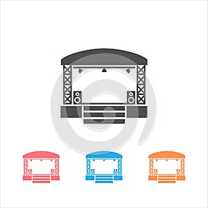 Concert stage icon set on white. Vector