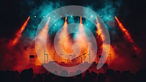 Concert stage lights and smoke