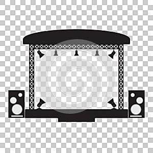 Concert stage and musical equipment simpl flat design.