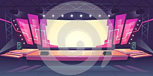 Concert stage with screen and spotlights