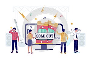 Concert tickets sold out concept vector flat illustration