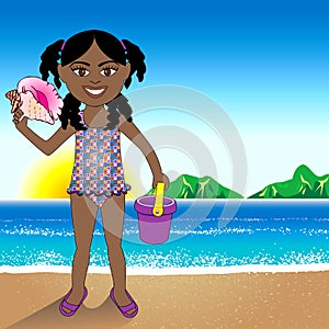 Conch Shell Beach Girl