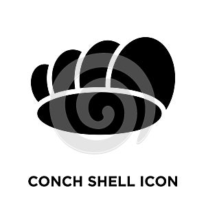 Conch shell icon vector isolated on white background, logo concept of Conch shell sign on transparent background, black filled