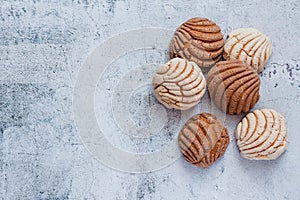 Conchas Mexican sweet bread in Mexico