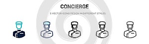 Concierge icon in filled, thin line, outline and stroke style. Vector illustration of two colored and black concierge vector icons