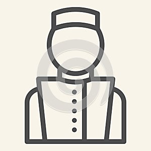 Concierge line icon. Hotel porter symbol, outline style pictogram on beige background. Bellboy in uniform sign for