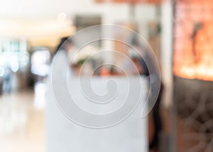 Concierge service blur background reception counter of hotel, restaurant or apartment`s front desk in luxury reception hall