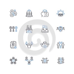 Conclave line icons collection. Gathering, Assembly, Meeting, Convention, Conference, Symposium, Congress vector and