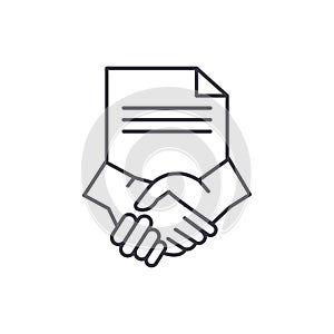 Conclusion of a contract line icon concept. Conclusion of a contract vector linear illustration, symbol, sign