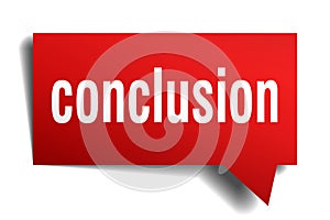 Conclusion red 3d speech bubble