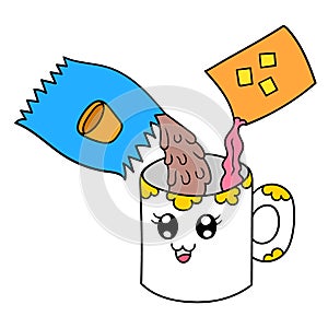 Concoct a glass of nutritious drink, doodle icon image kawaii