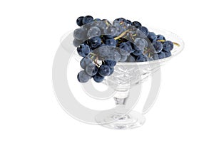 Concord grapes in crystal bowl