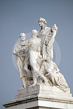 The Concordia, pacification between the monarchy and the people. Altare della Patria Venice Square, R