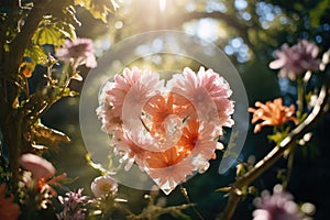 Concpt of Love. Flowers and plants made heart shape photo