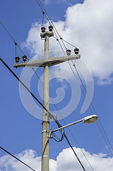 Concreet electrical pole with power lines 2