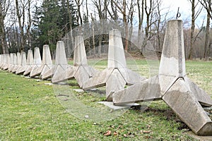 Concrete anti-tank barriers from World War Two