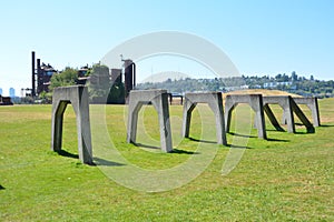 Concrete arches of Gas Works Park in Seattle, WA