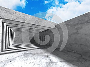 Concrete architecture background. Abstract Building modern design. Cloudy sky