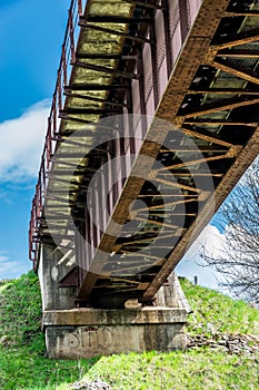 The concrete base iron railway bridge